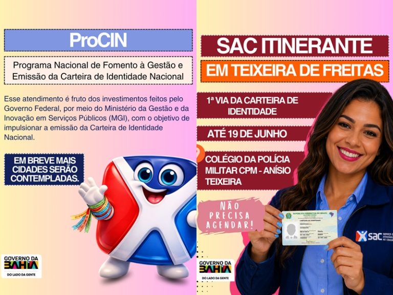 Teixeira recebe SAC Itinerante com emissão gratuita da nova carteira de identidade